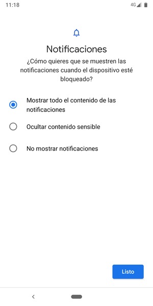 Seleccione la opción deseada y seleccione Listo