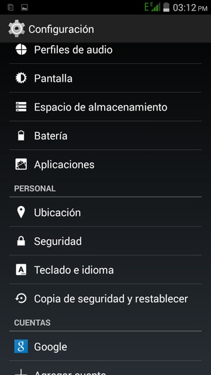 Desplácese y seleccione Ubicación