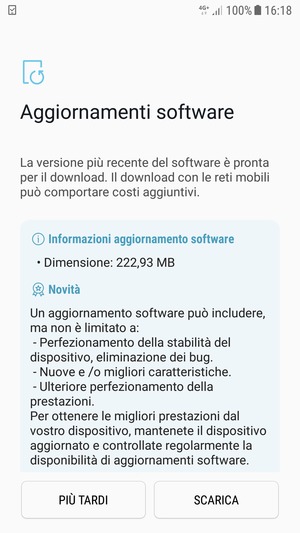Se il tuo telefono non è aggiornato, seleziona SCARICA