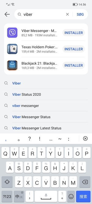 Indtast navnet på appen og vælg SØG