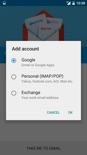 Select Google and OK
