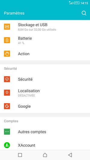 Faites défiler et sélectionnez Sécurité