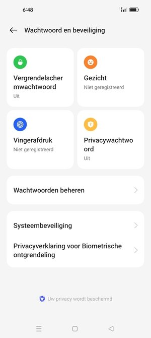 Selecteer  Systeembeveiliging