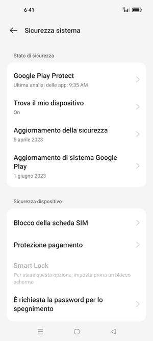 Seleziona  Blocco della scheda SIM