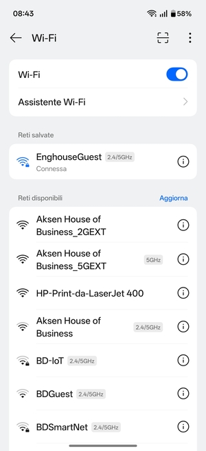 Ora sei connesso alla rete Wi-Fi