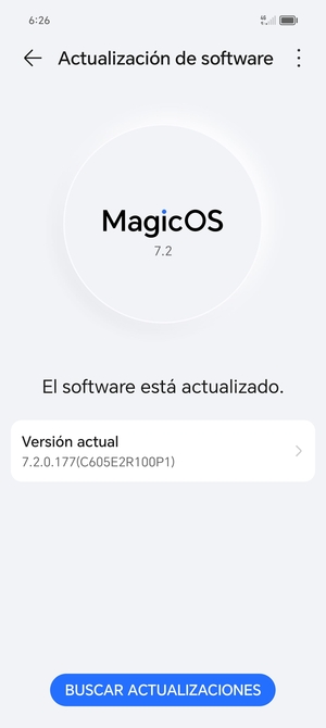 Si su teléfono está actualizado, verá la siguiente pantalla