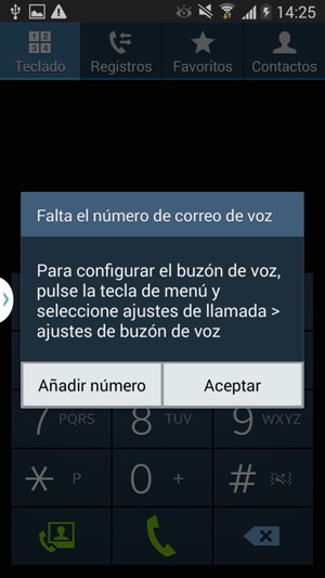 Si el correo de voz no está configurado, seleccione Añadir número