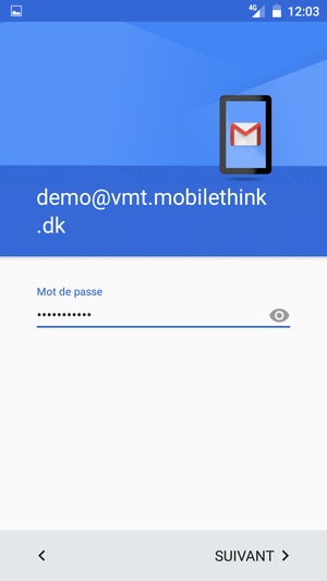 Saisissez votre mot de passe et sélectionnez SUIVANT