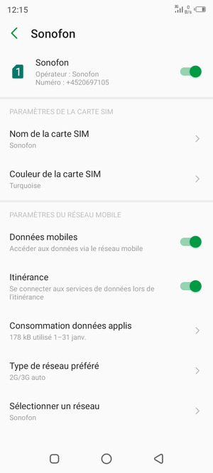 Activer ou désactiver Itinérance