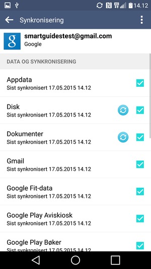 Din informasjon blir synkronisert