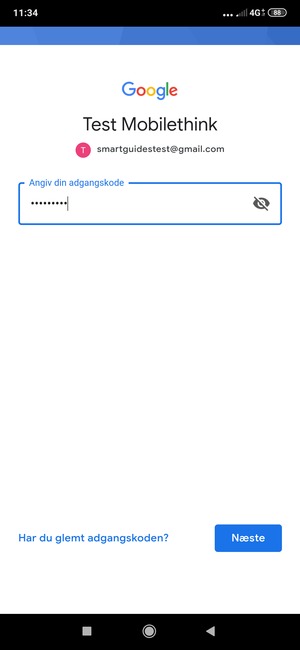 Indtast din Gmail adgangskode og vælg Næste