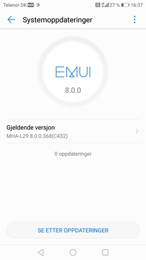 Hvis telefonen din er oppdatert, vil du se følgende skjermbilde