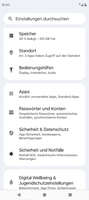 Scrollen Sie und wählen Sie Passwörter und Konten