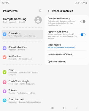 Sélectionnez Mode réseau