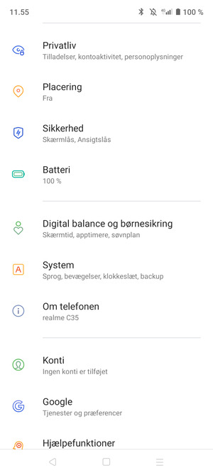 Scroll til og vælg Sikkerhed