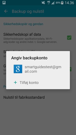 Vælg din sikkerhedskopi-konto