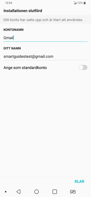 Ge ditt konto ett namn och ange ditt namn. Välj KLAR