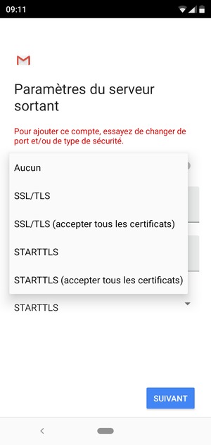 Sélectionnez Aucun puis SUIVANT