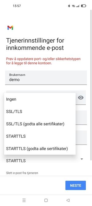 Velg Ingen og NESTE