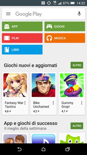 Seleziona la barra di ricerca