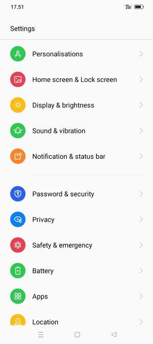 Scroll to and select Password & security