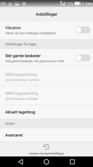 Scroll til og vælg Avanceret