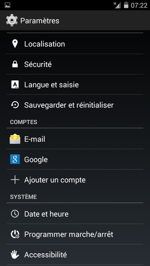 Retournez au menu Paramètres et sélectionnez Google