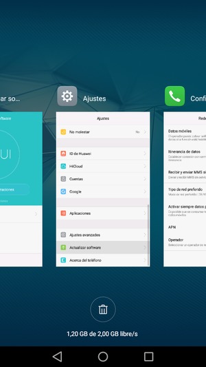 Seleccione el icono Eliminar para cerrar todas las aplicaciones en ejecución