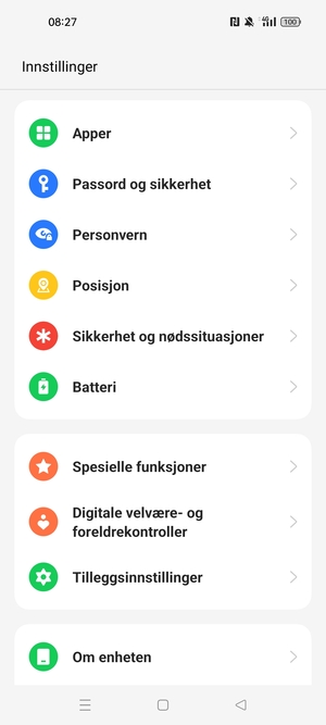 Bla til og velg Passord og sikkerhet