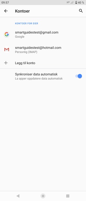 Velg din Google-konto