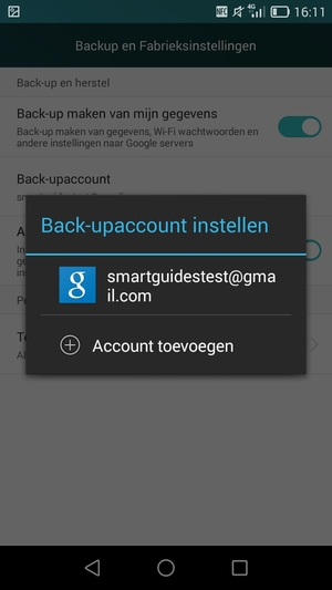 Selecteer uw back-up-account