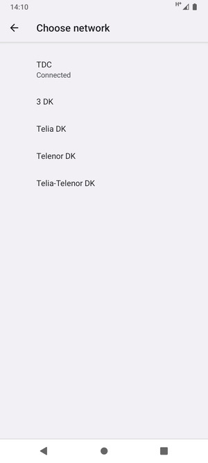 Select a network operator from the list