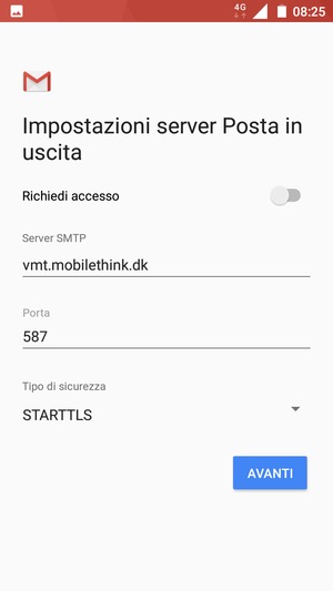 Seleziona Tipo di sicurezza
