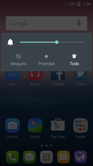 Continúe presionando para ajustar el volumen hasta el nivel requerido