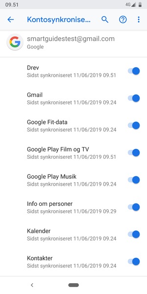Kontroller at Kontakter er valgt