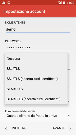 Seleziona Nessuna e AVANTI