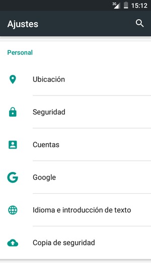 Desplácese y seleccione Seguridad