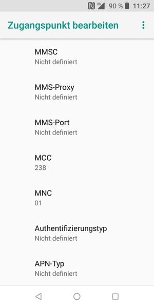 Scrollen Sie nach unten und geben Sie Internetinformationen ein