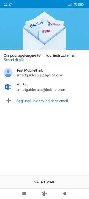 Seleziona VAI A GMAIL