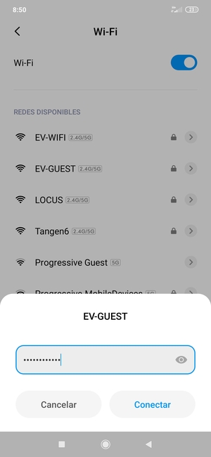 Introduzca la contraseña de Wi-Fi y seleccione Conectar