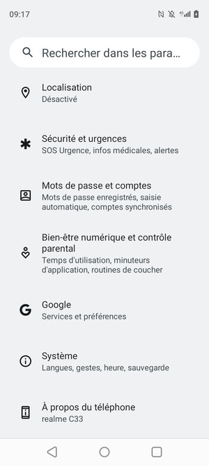 Faites défiler et sélectionnez Système
