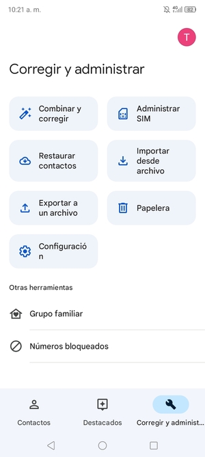 Seleccione Administrar SIM