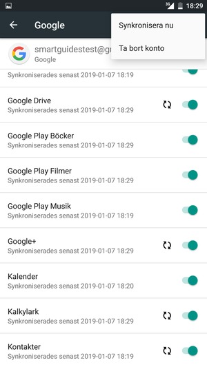Välj Synkronisera nu