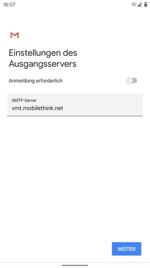 Schalten Sie Anmeldung erforderlich aus und wählen Sie WEITER