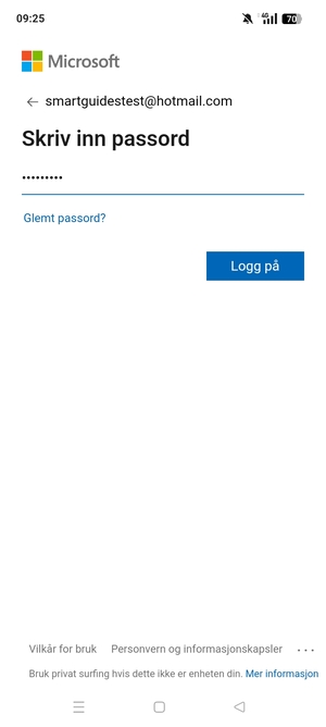 Skriv inn passord og velg Logg på