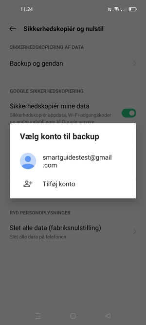 Vælg din sikkerhedskopi-konto