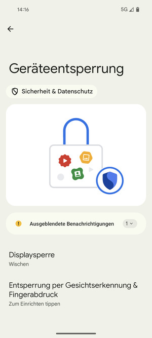 Wählen Sie Displaysperre