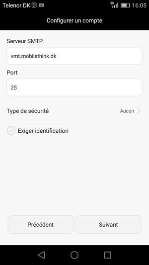 Décochez la case Exiger identification et sélectionnez Suivant