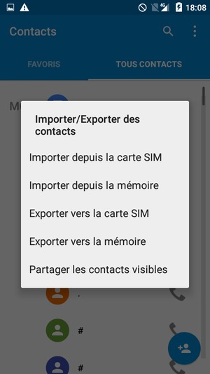 Sélectionnez Importer depuis la carte SIM