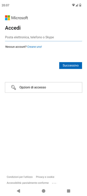 Inserisci il tuo indirizzo email e seleziona Successivo